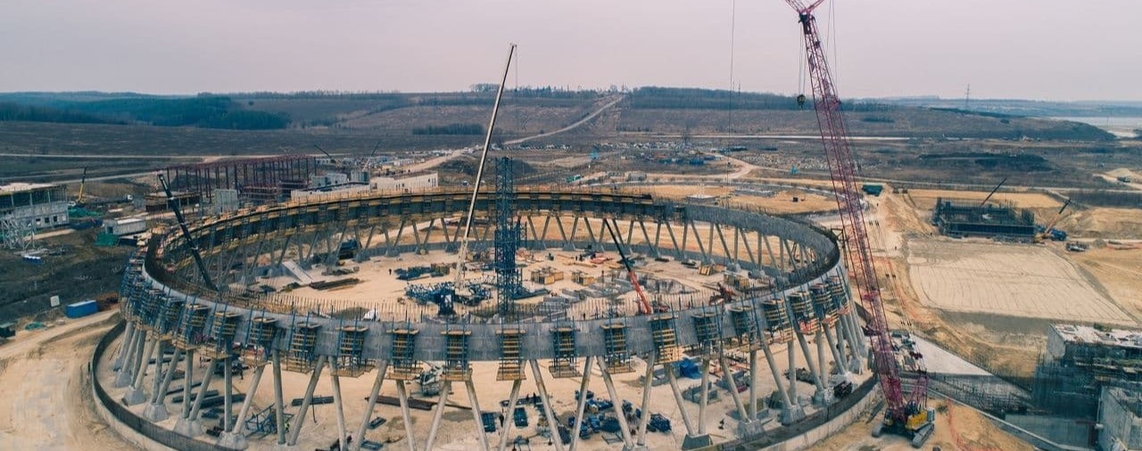 Бетонирование оболочки самой высокой градирни в России начали на Курской АЭС-2